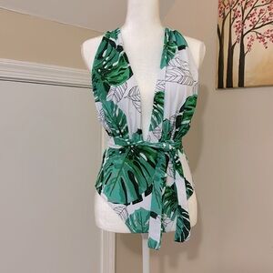 Cupshe Green & White One-Piece Bikini | Size M